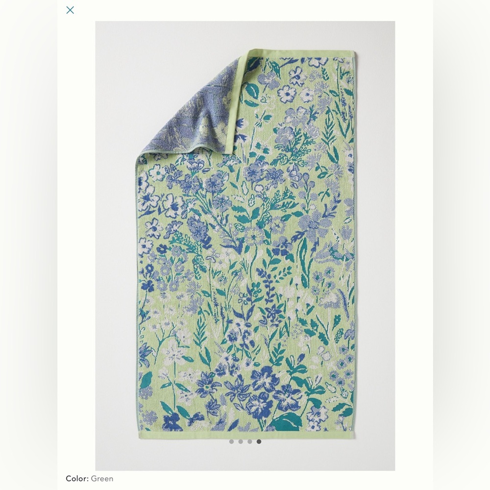 Anthro ❉ Lillian Cotton Floral Bath Towel in Green - Picture 3 of 10